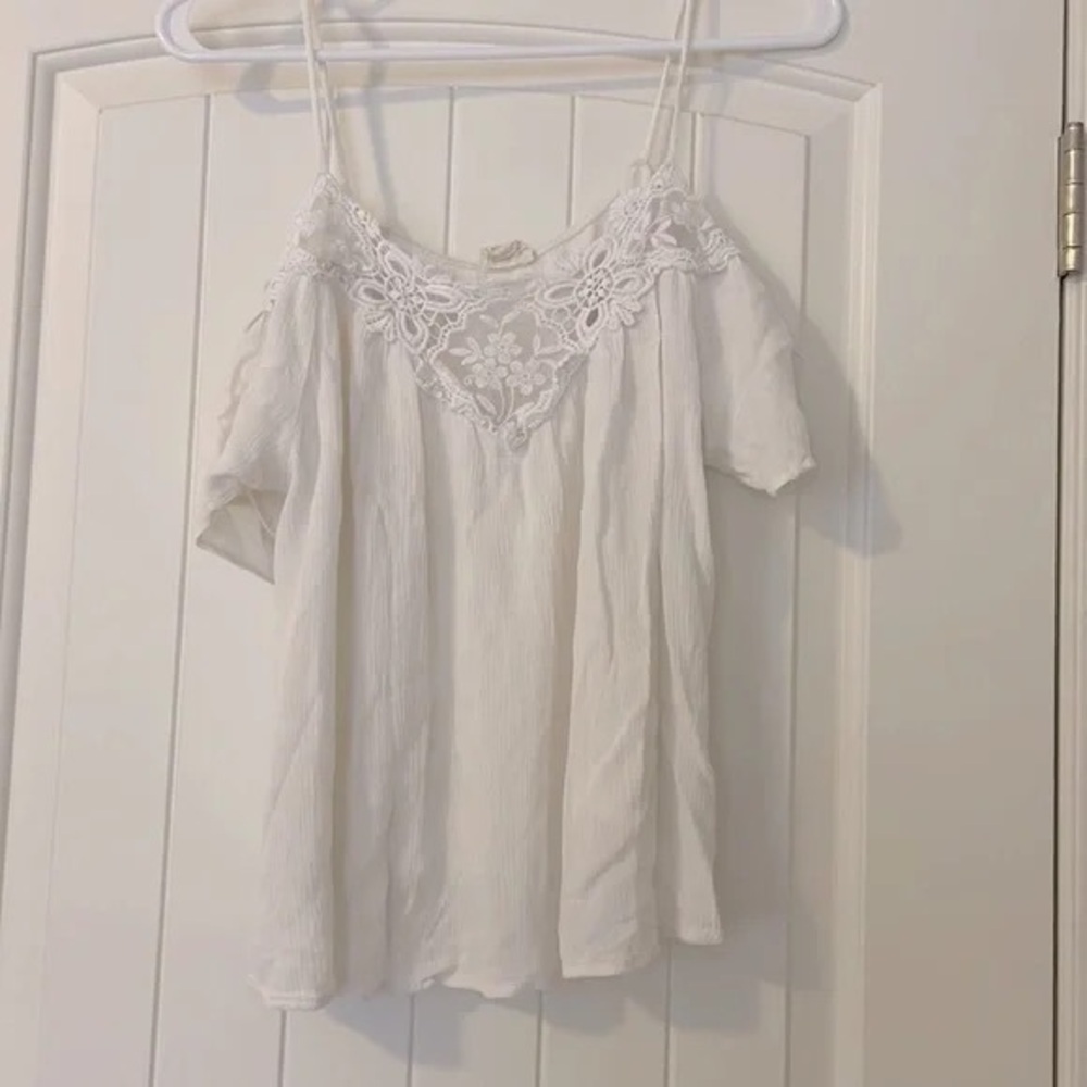 Anthropologie Caution to the Wind Lace Off Shoulder Top Small